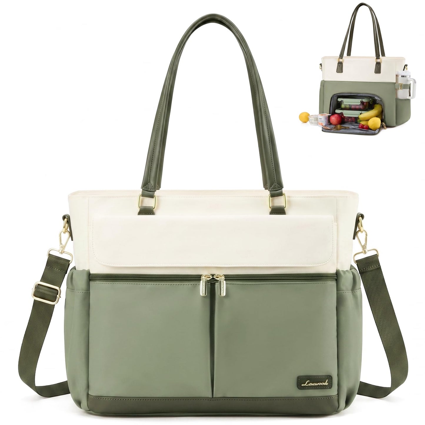 LOVEVOOK Lunch Tote Bag for Women, Work Laptop Bag with Lunch Compartment