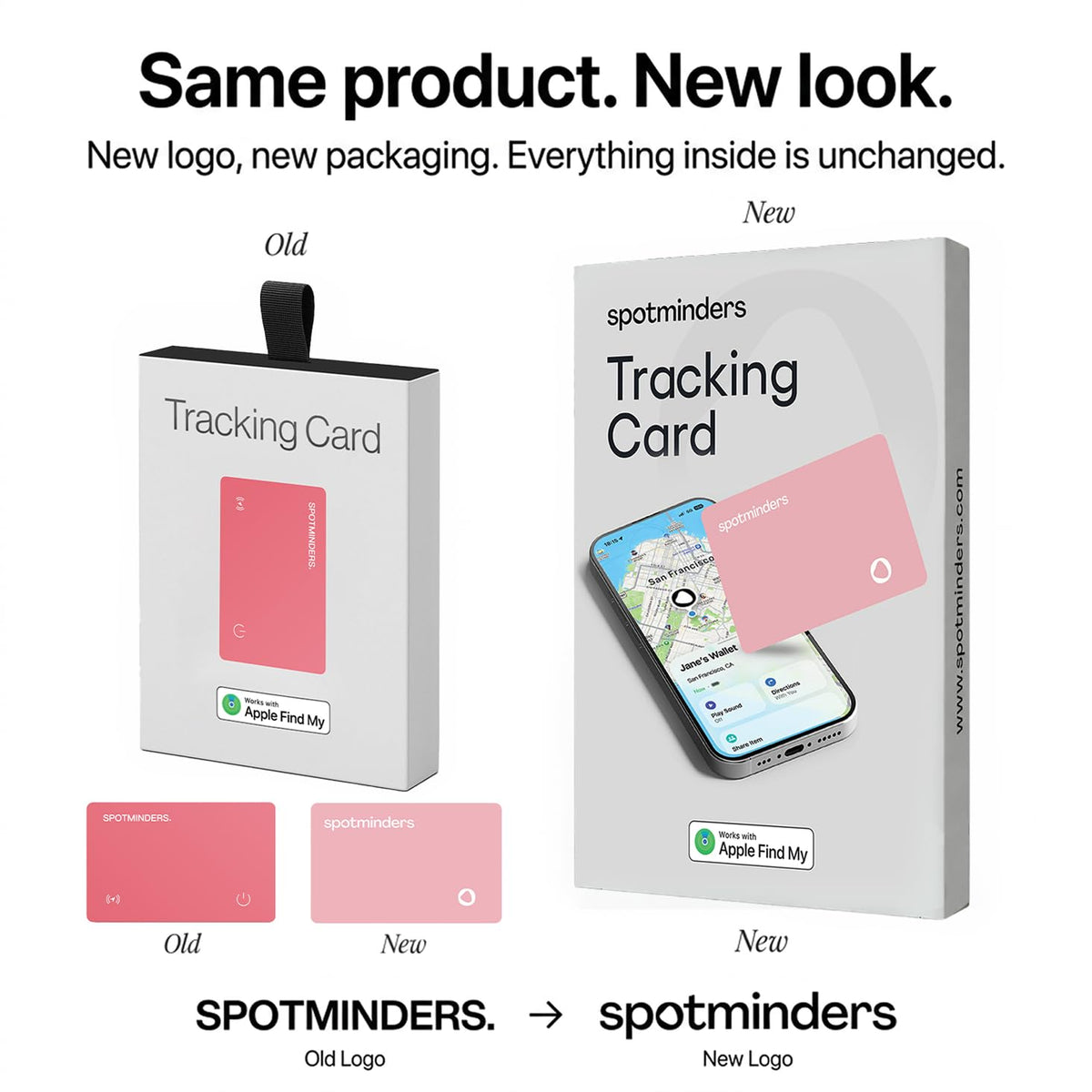 SPOTMINDERS Apple MFi Certified Wallet Tracker 2-Pack Black & Pink (iOS Only) Travel Pack for Couples 0.07in Works with Apple Find My Rechargeable Tracking Card Slim Item Finder for Luggage, Passport