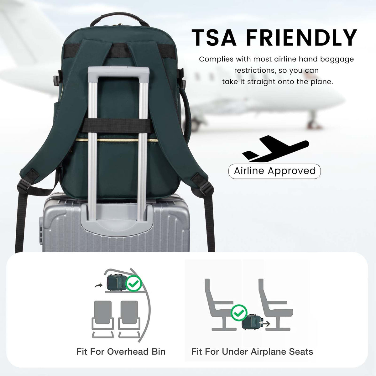 LOVEVOOK 40L Large Travel Backpack for Women Men, 17 Inch Carry on Backpack for Traveling on Airplane, Personal Item Bag Airline Approved, Business Causal Weekender Backpack, Black-Brown