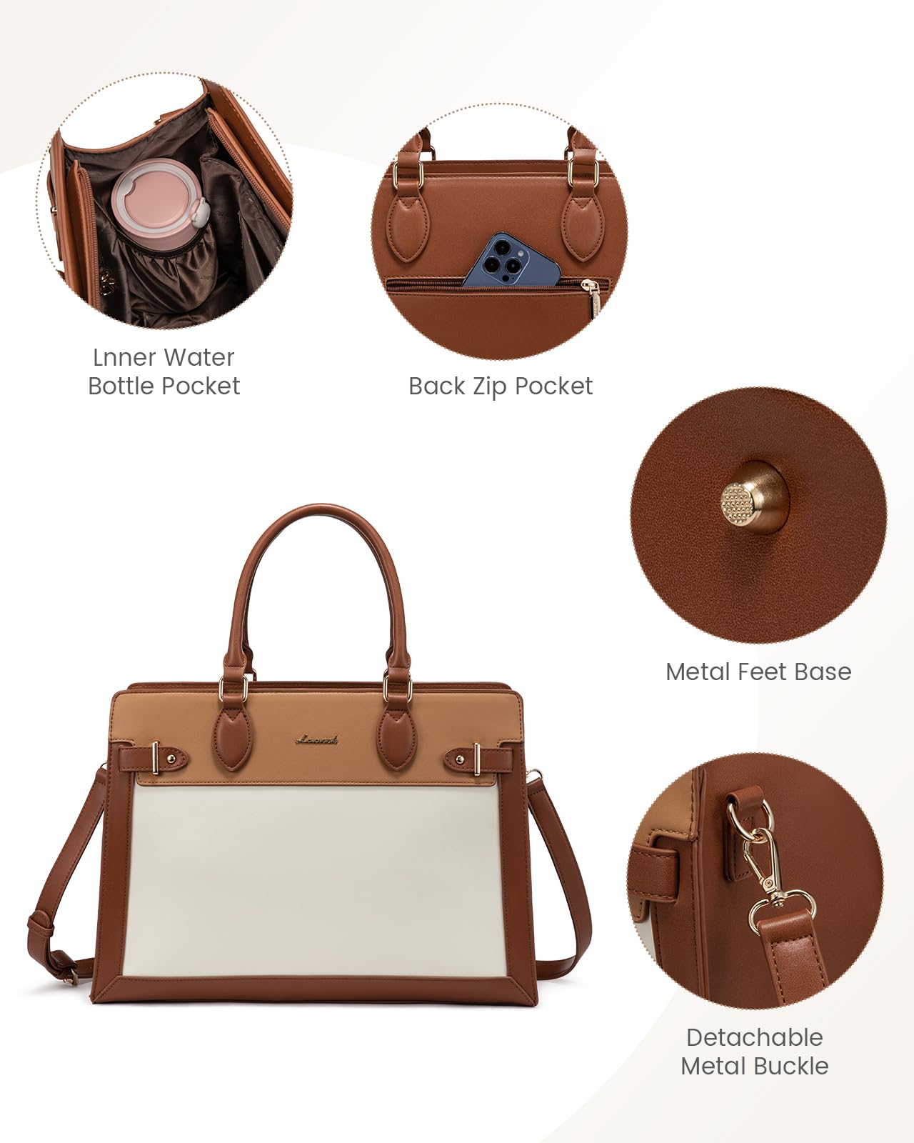 LOVEVOOK Laptop Bag for Women 15.6 Inch Work Tote, Business Computer Briefcase, Waterproof PU Leather Tote Bag for Teacher, Office Shoulder Tote Purse