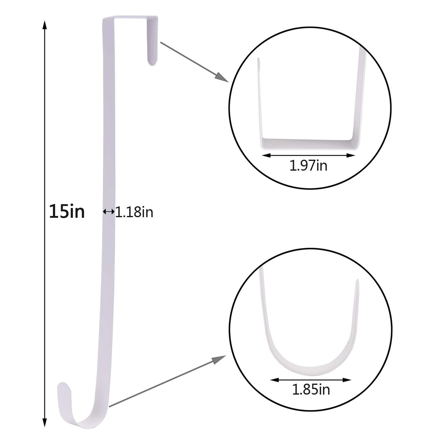 Sattiyrch 15" Wreath Hanger for Front Door, Over the Door Wreath Hook