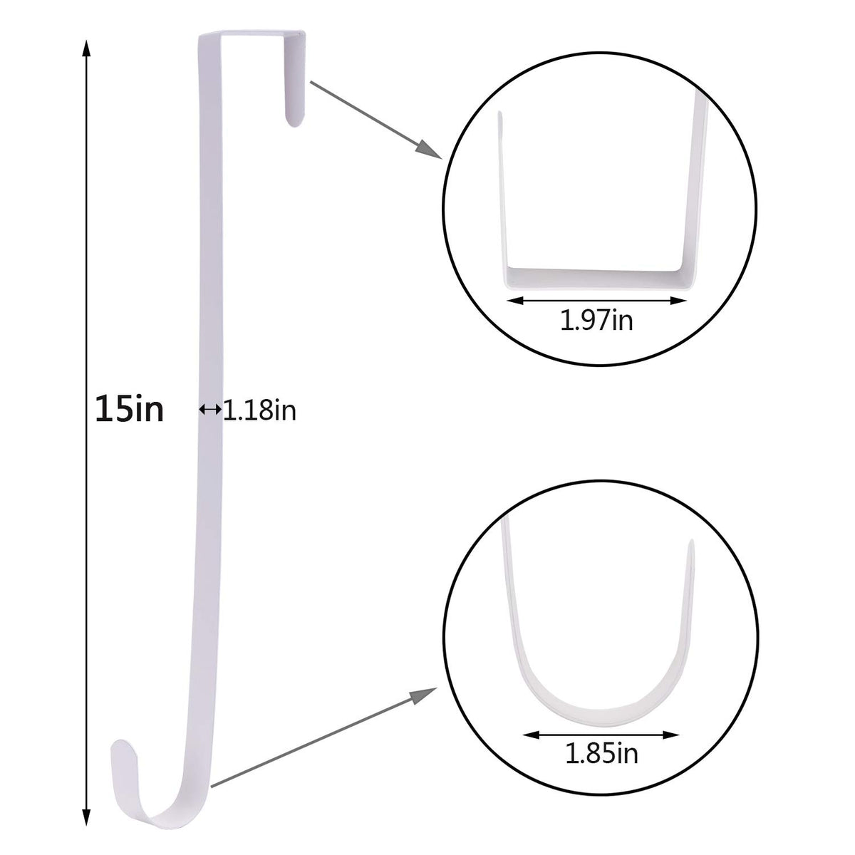 Sattiyrch 15" Wreath Hanger for Front Door, Over the Door Wreath Hook