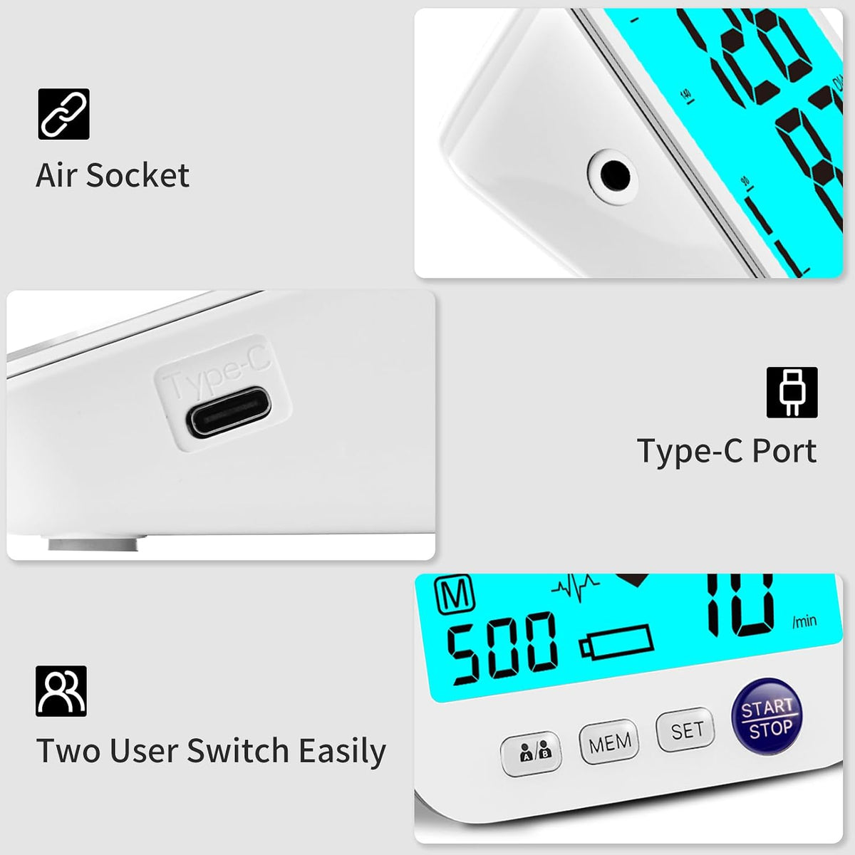 Blood Pressure Monitor Upper Arm with Large Cuff