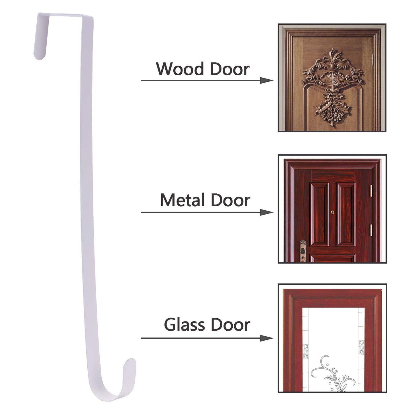 Sattiyrch 15" Wreath Hanger for Front Door, Over the Door Wreath Hook