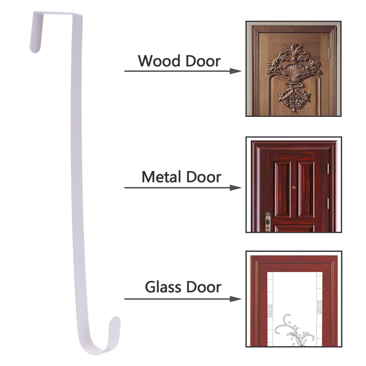 Sattiyrch 15" Wreath Hanger for Front Door, Over the Door Wreath Hook