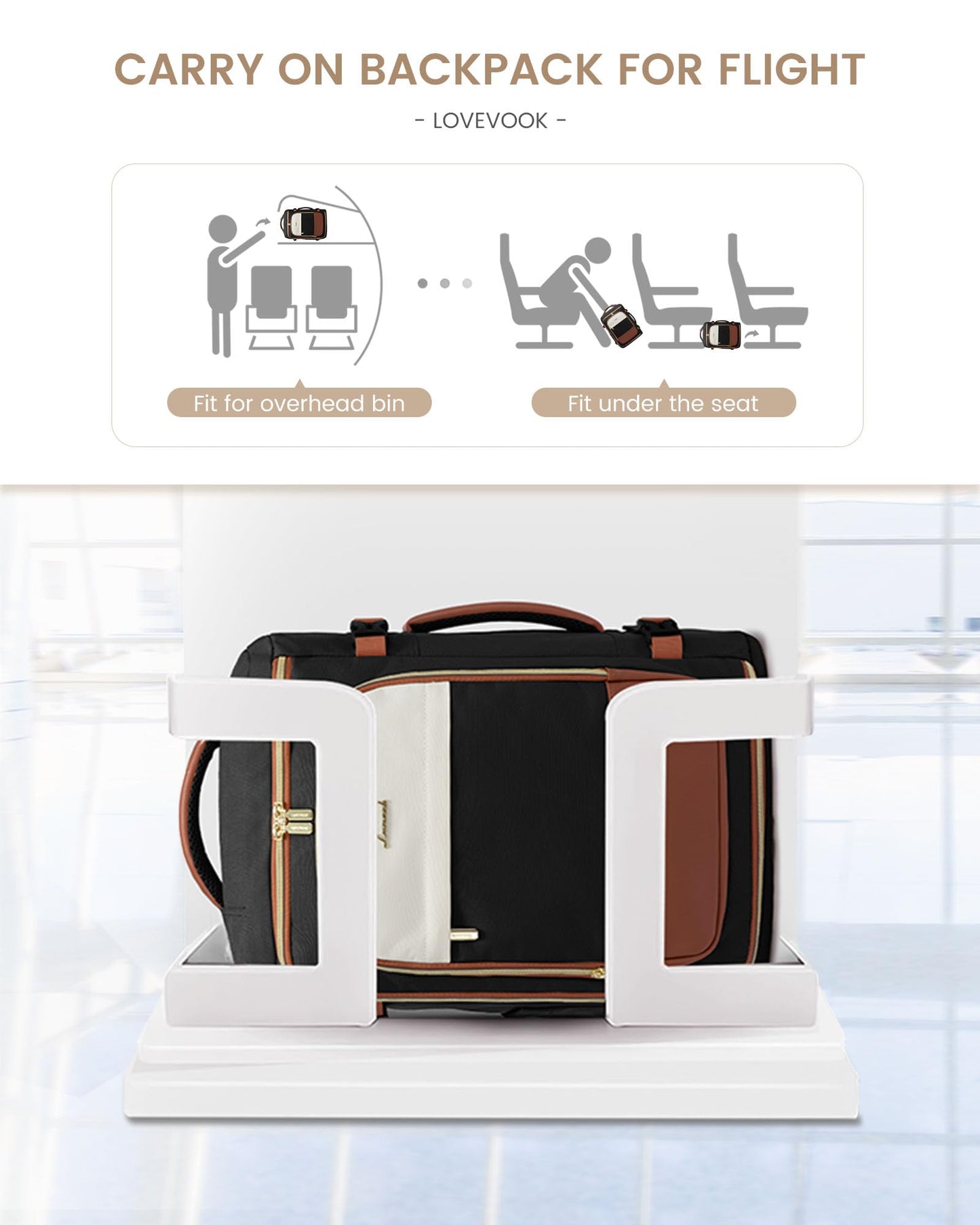 LOVEVOOK Travel Backpack Carry on Flight Approved for Women/Men