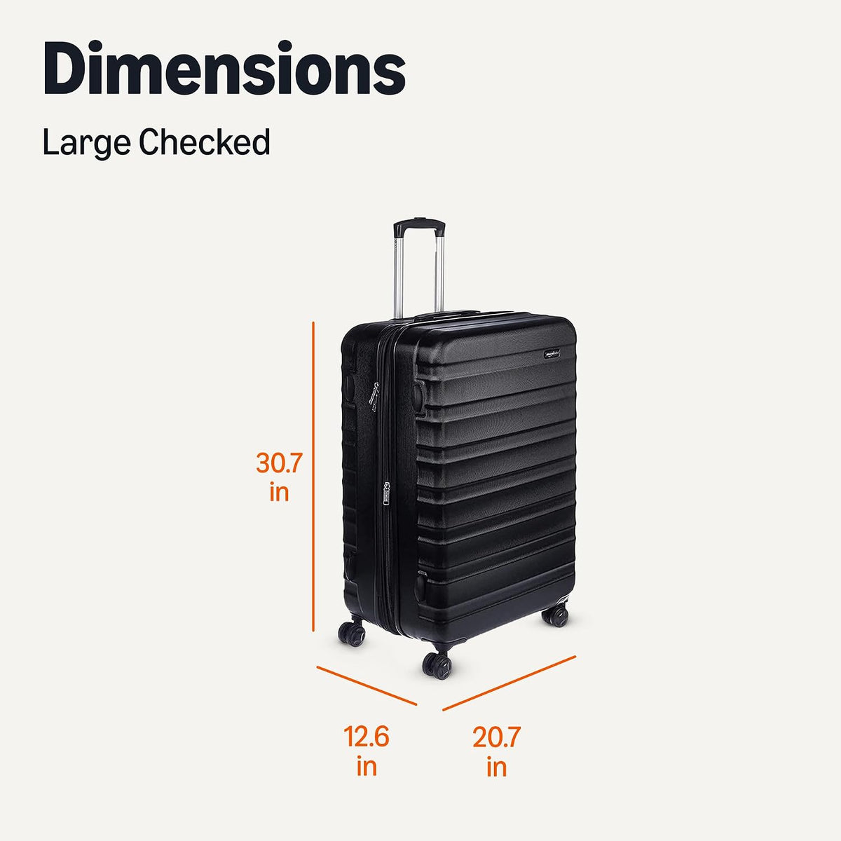 Amazon Basics 30" Hardside Large Checked Luggage, Hardshell Suitcase With Four Multi-directional Wheels, Expandable For Up to 15% More Space, Scratch-Resistant Shell, Black