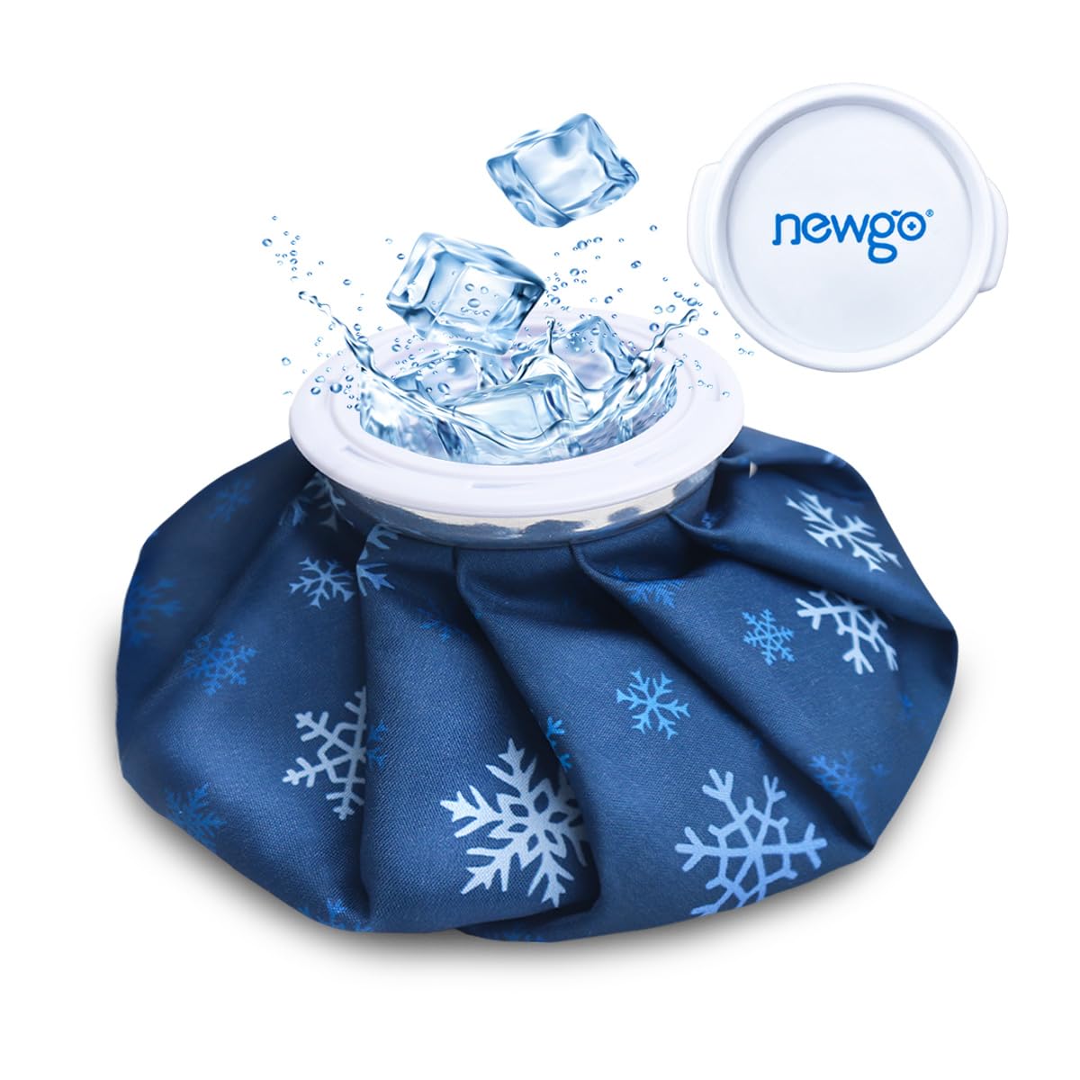 NEWGO Ice Pack for Injury Reusable, Small Ice Bag Refillable Ice Pack for Hot Cold Therapy and Pain Relief, Hot Water Bag, No-Leak Medical Ice Bag (6 Inch)
