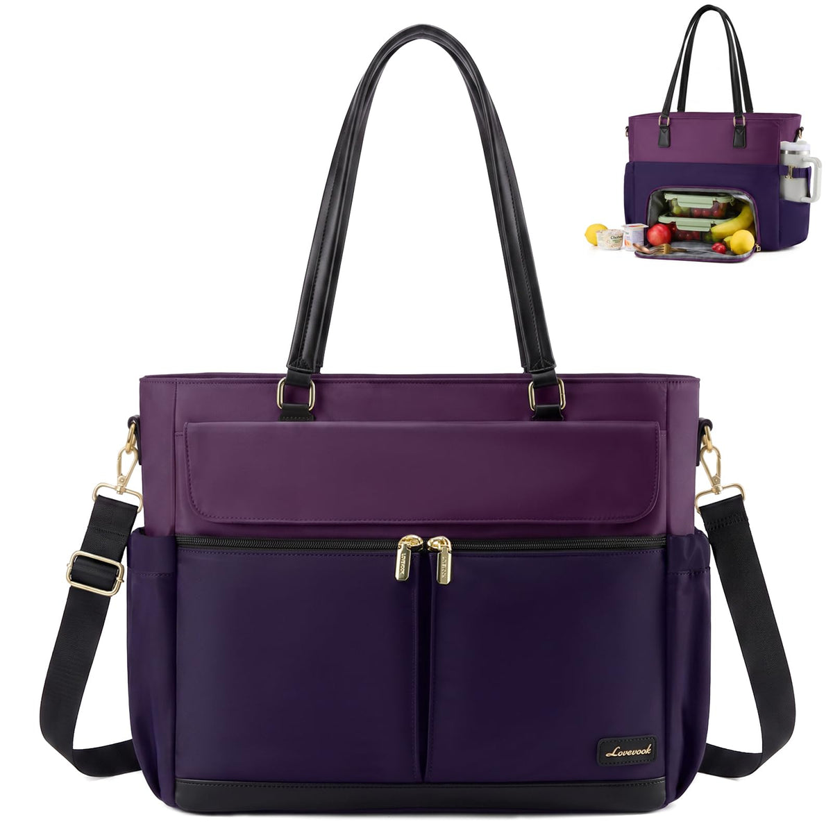 LOVEVOOK Lunch Tote Bag for Women, Work Laptop Bag with Lunch Compartment