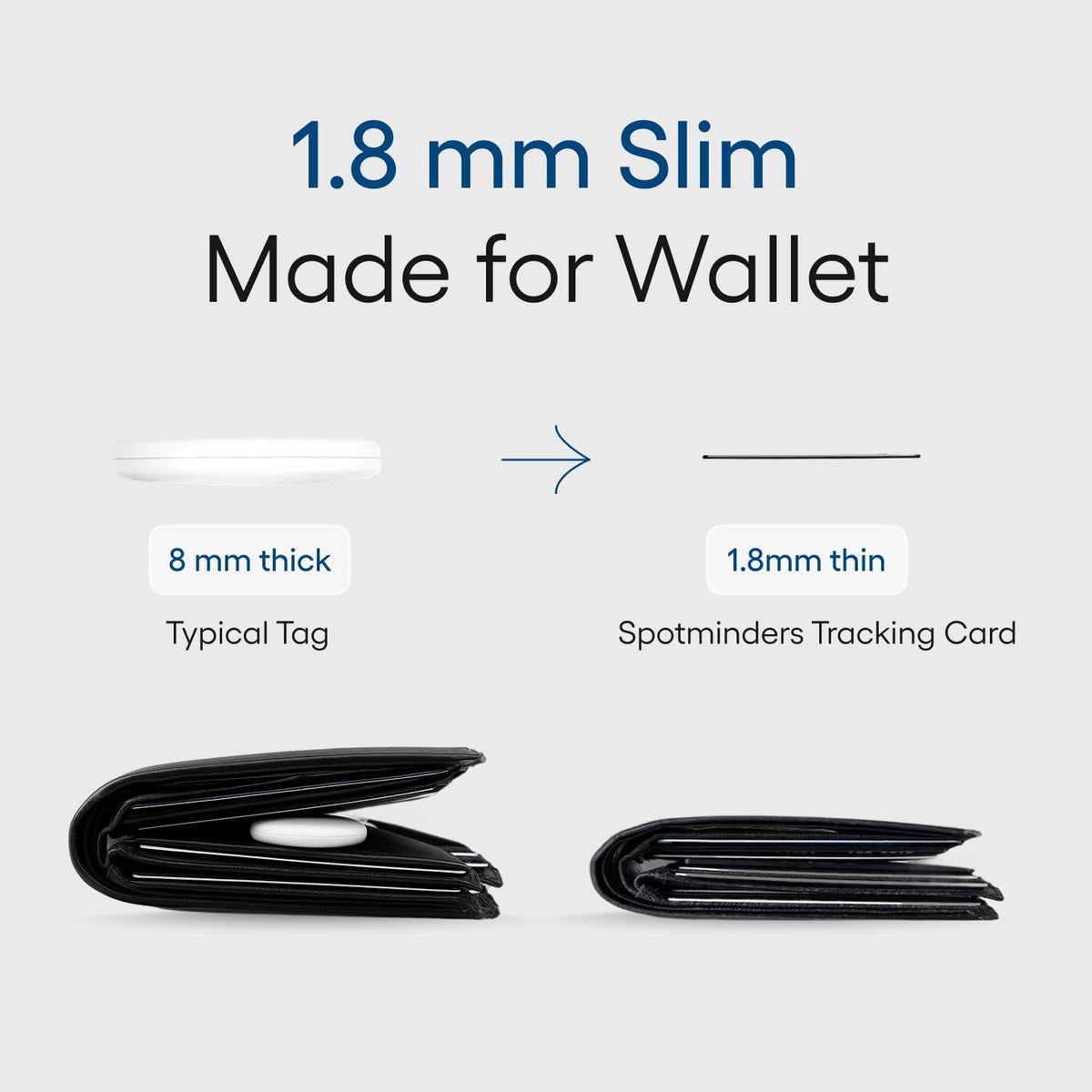 SPOTMINDERS Apple MFi Certified Wallet Tracker 2-Pack Black & Pink (iOS Only) Travel Pack for Couples 0.07in Works with Apple Find My Rechargeable Tracking Card Slim Item Finder for Luggage, Passport