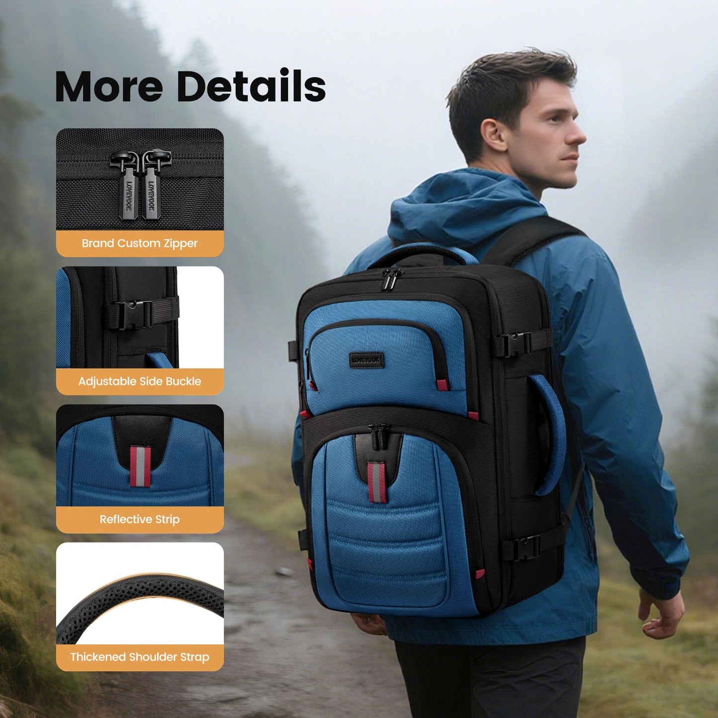 LOVEVOOK 40L Travel Backpack for Men - Airline Approved Carry On Backpack