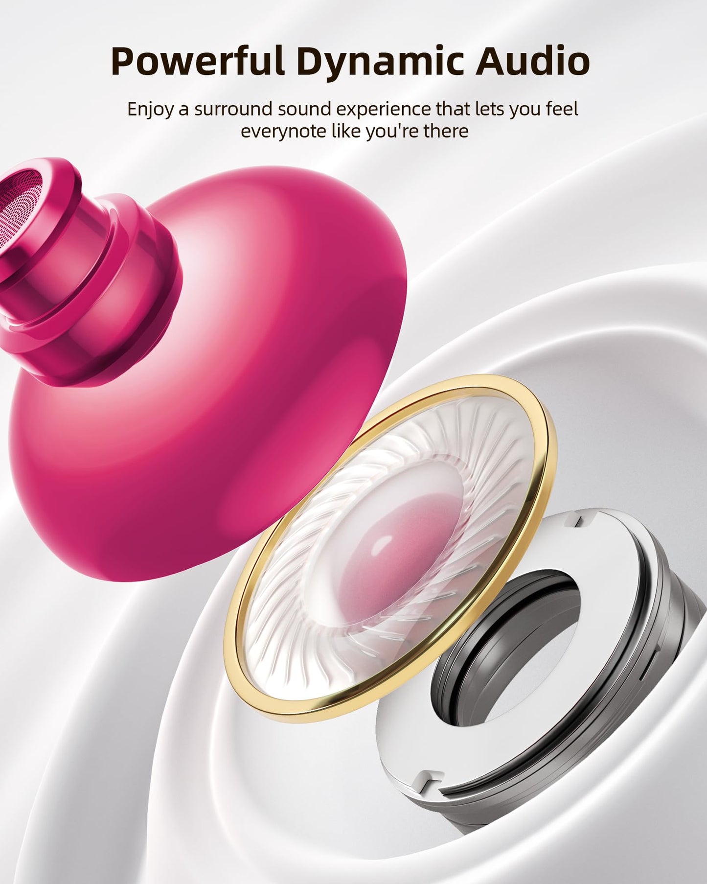 PocBuds Bluetooth Headphones Wireless Earbuds 80hrs Playtime Wireless Charging Case Digital Display Sports Ear Buds with Earhook Deep Bass IPX7 Waterproof Over-Ear Earphones for TV Phone Laptop Olive