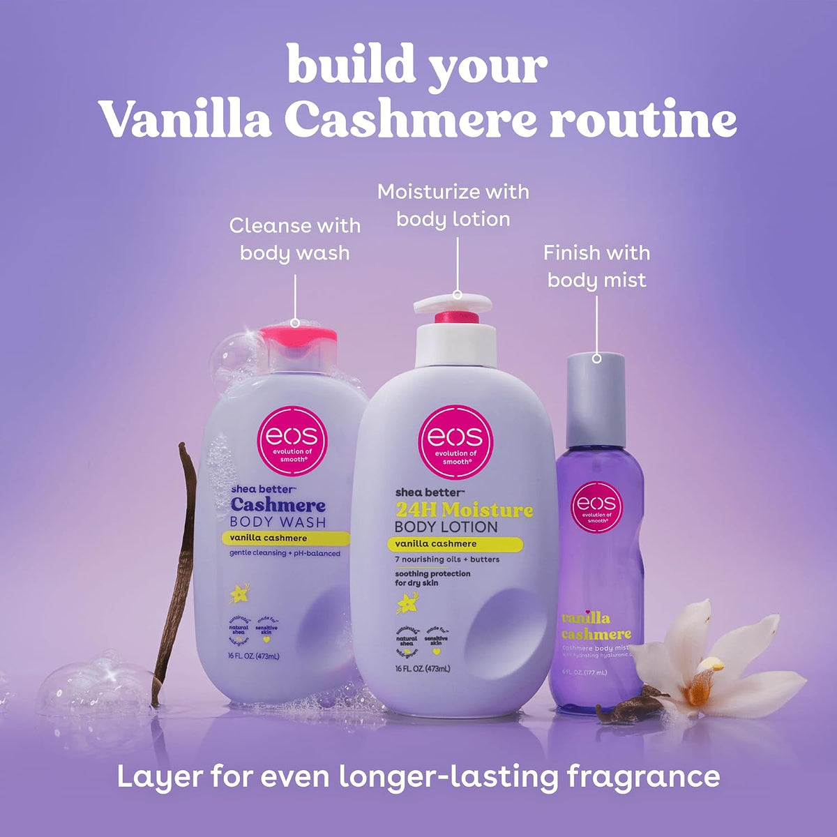 eos Cashmere Body Wash- Vanilla Cashmere, Creamy Gel with Shea Butter, 16 fl oz