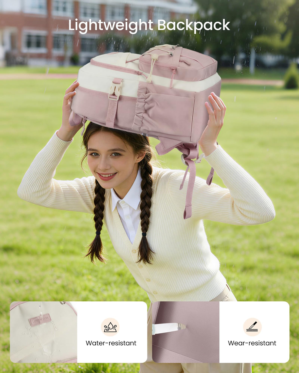 LOVEVOOK School Backpack for Teen Girls,Lightweight 15.6"Student Laptop Bag