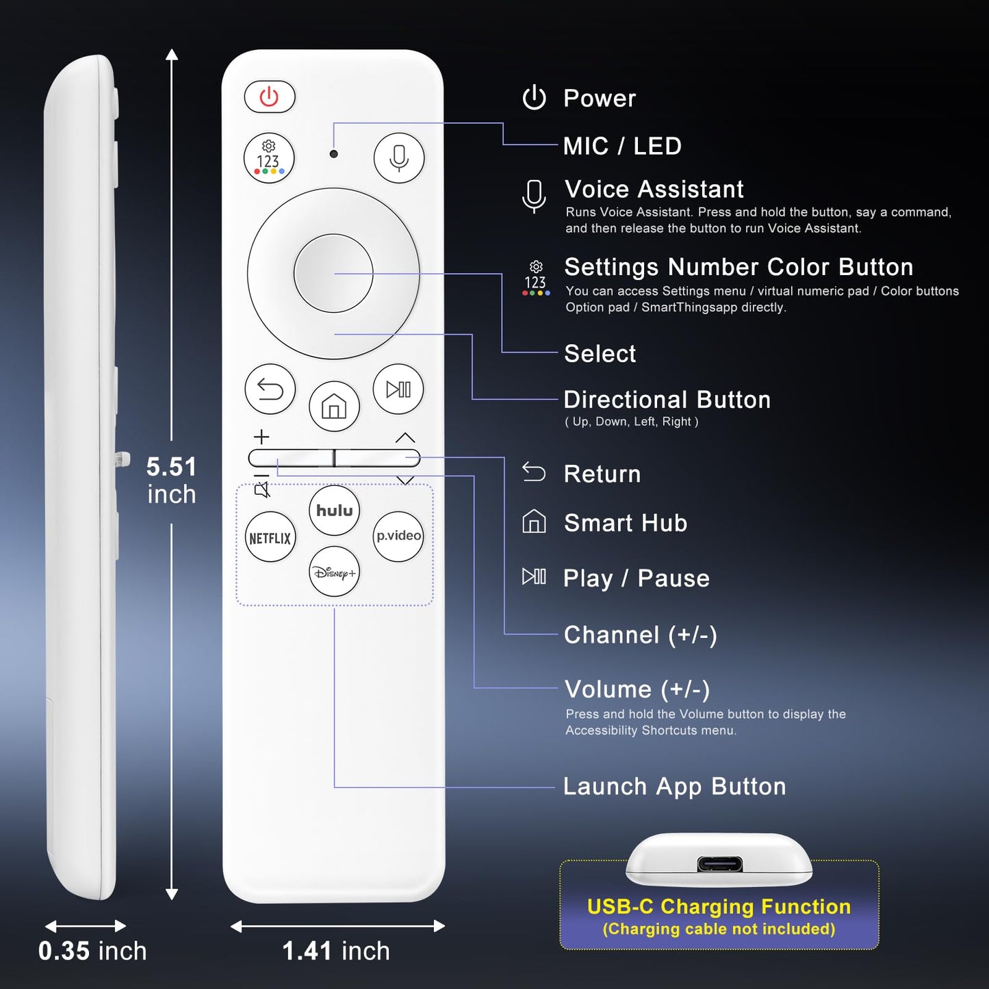Universal-TV-Remote-Control for Samsung LG Vizio Roku TCL Hisense Sony TVs