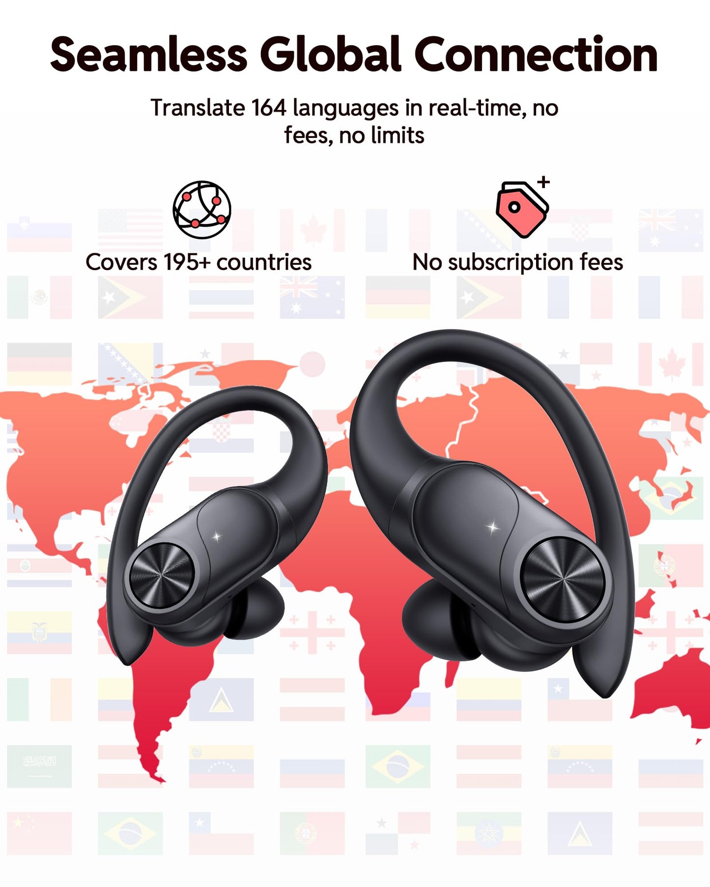 PocBuds Bluetooth Headphones Wireless Earbuds 80hrs Playtime Wireless Charging Case Digital Display Sports Ear Buds with Earhook Deep Bass IPX7 Waterproof Over-Ear Earphones for TV Phone Laptop Olive