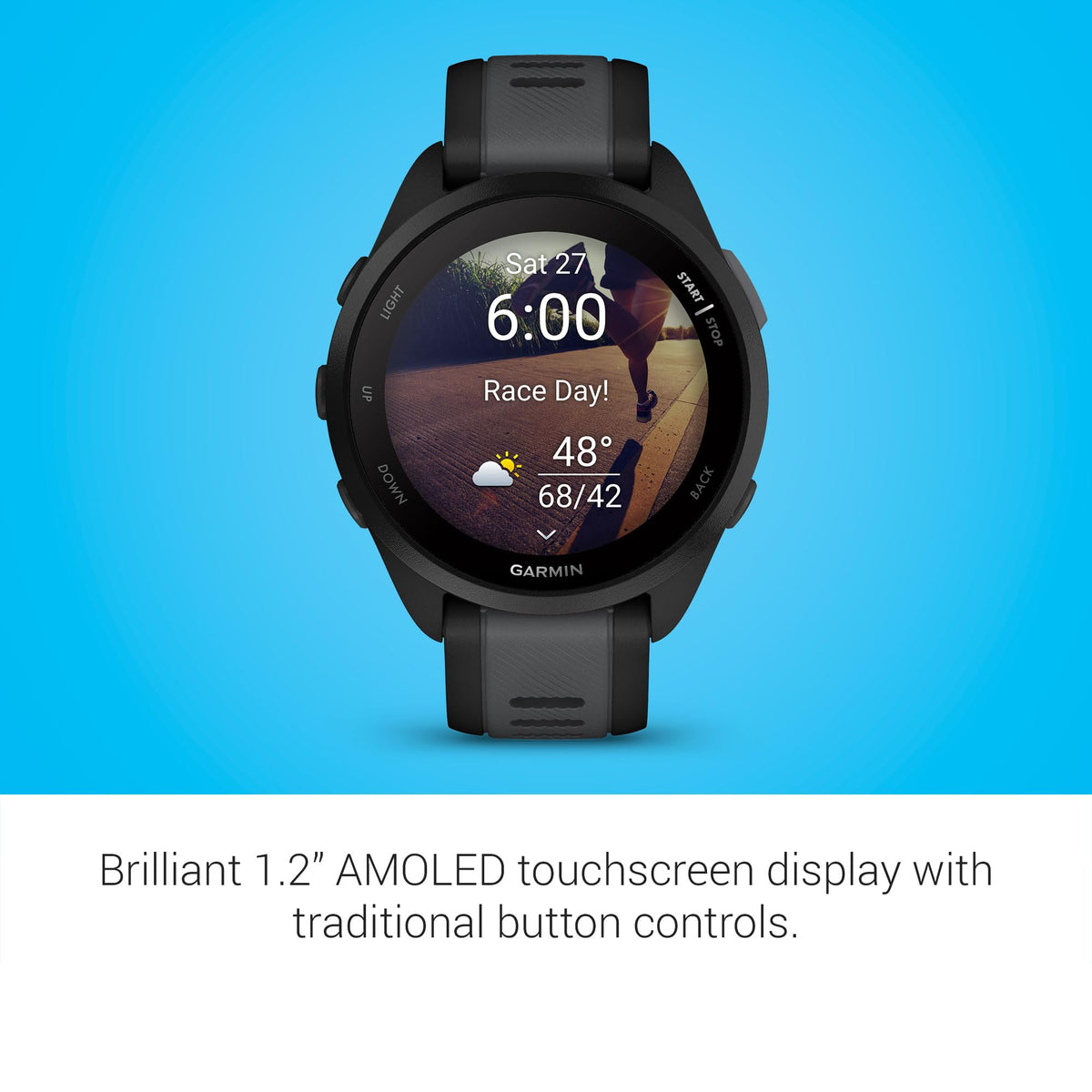Garmin Forerunner® 165, Running Smartwatch, 43mm, Whitestone