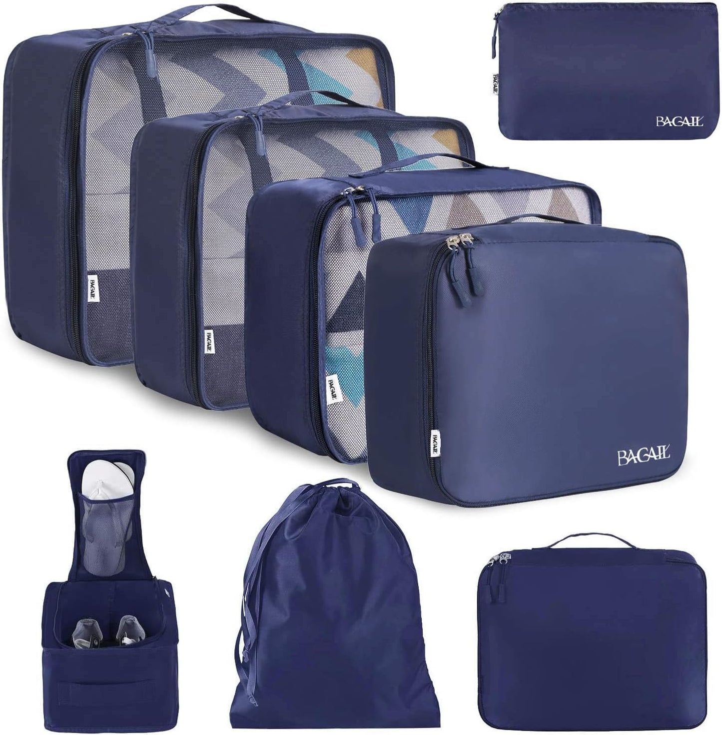 BAGAIL 8 Set Packing Cubes Luggage Packing Organizers for Travel Accessories-Aqua Color