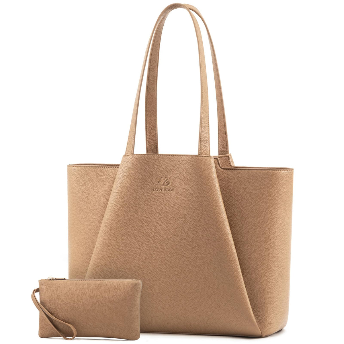 LOVEVOOK Laptop Tote for Women - 15.6 Inch Faux Leather Laptop Bag with Clutch, Large Capacity Office Purse Computer