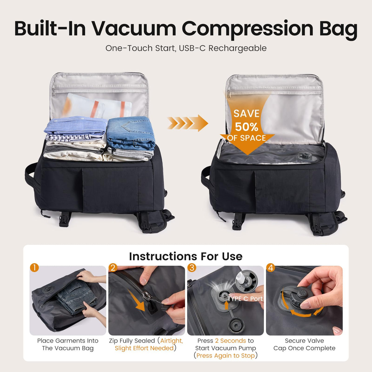 LOVEVOOK Travel Backpack for Women Men, Airline Approved Carry On Luggage