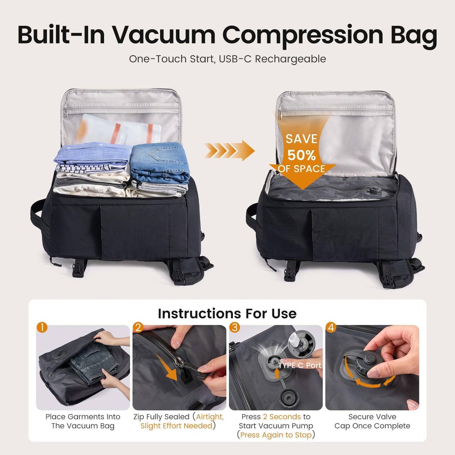 LOVEVOOK Travel Backpack for Women Men, Airline Approved Carry On Luggage