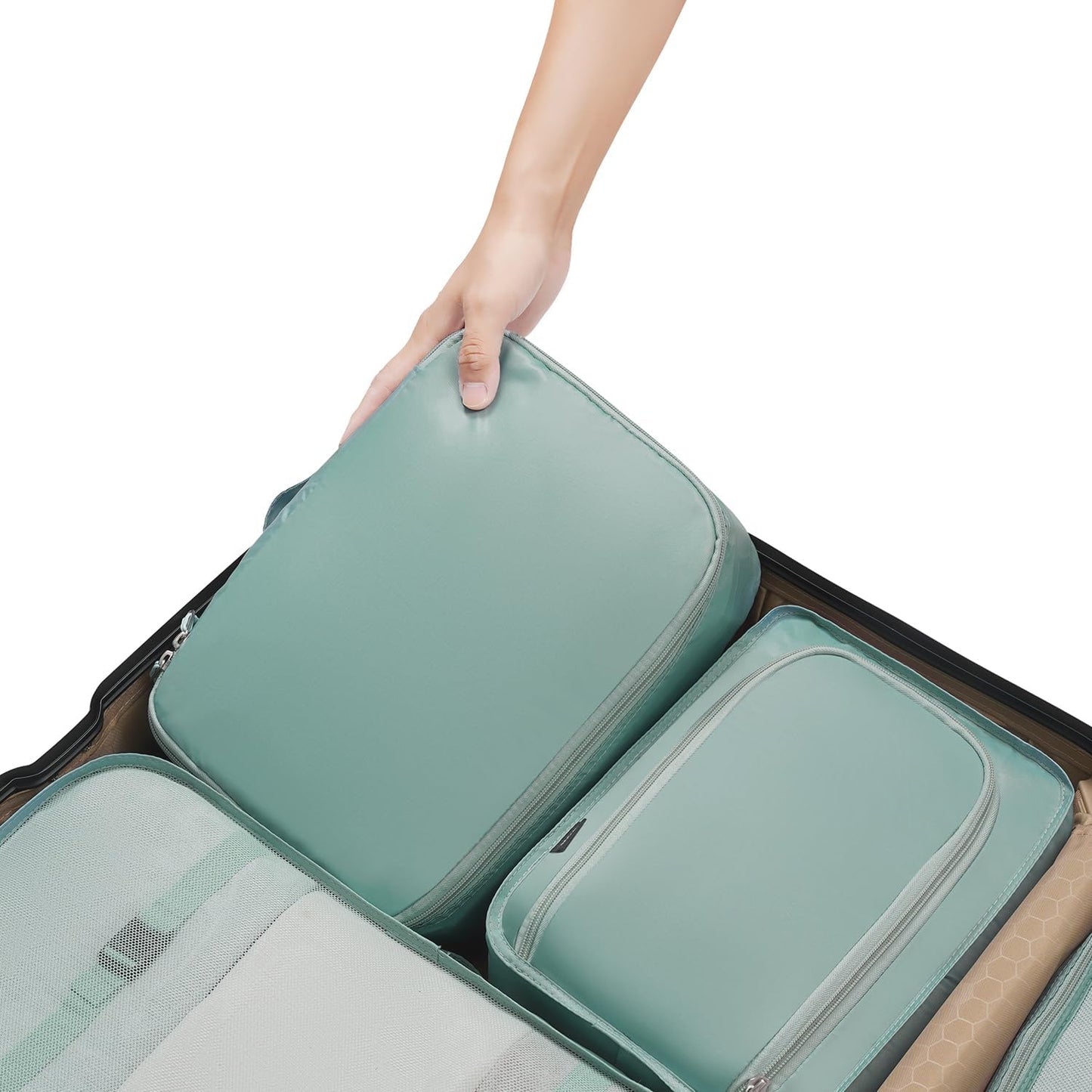 BAGAIL 8 Set Packing Cubes Luggage Packing Organizers for Travel Accessories-Aqua Color