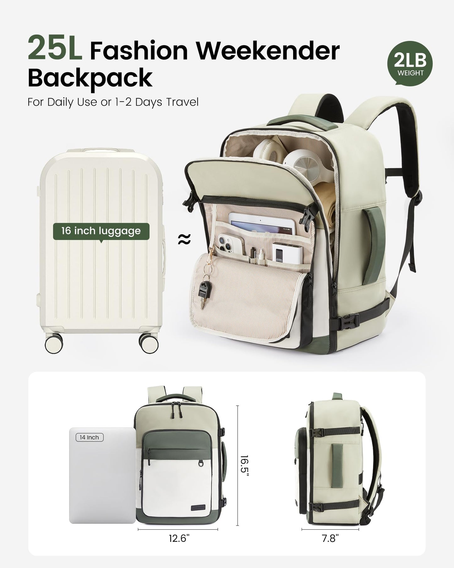 LOVEVOOK 40L Travel Backpack for Women Men, Carry on Backpack for Travel