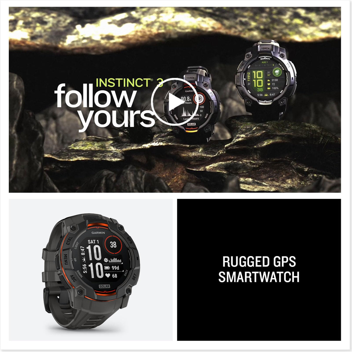 Garmin Instinct® 3 Tactical, Solar, 50mm, Black