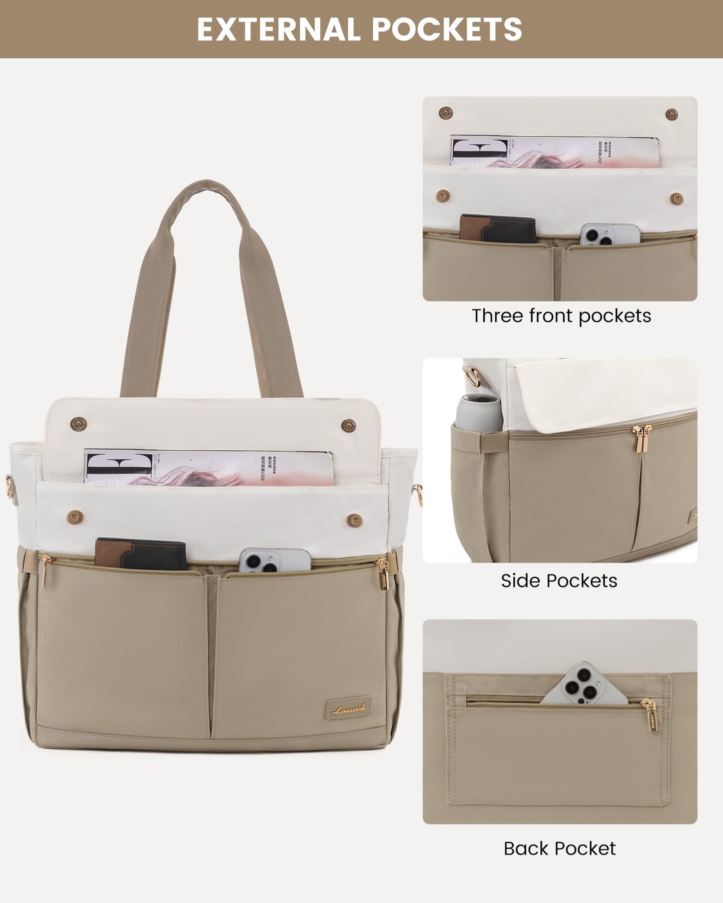 LOVEVOOK Lunch Tote Bag for Women, Work Laptop Bag with Lunch Compartment