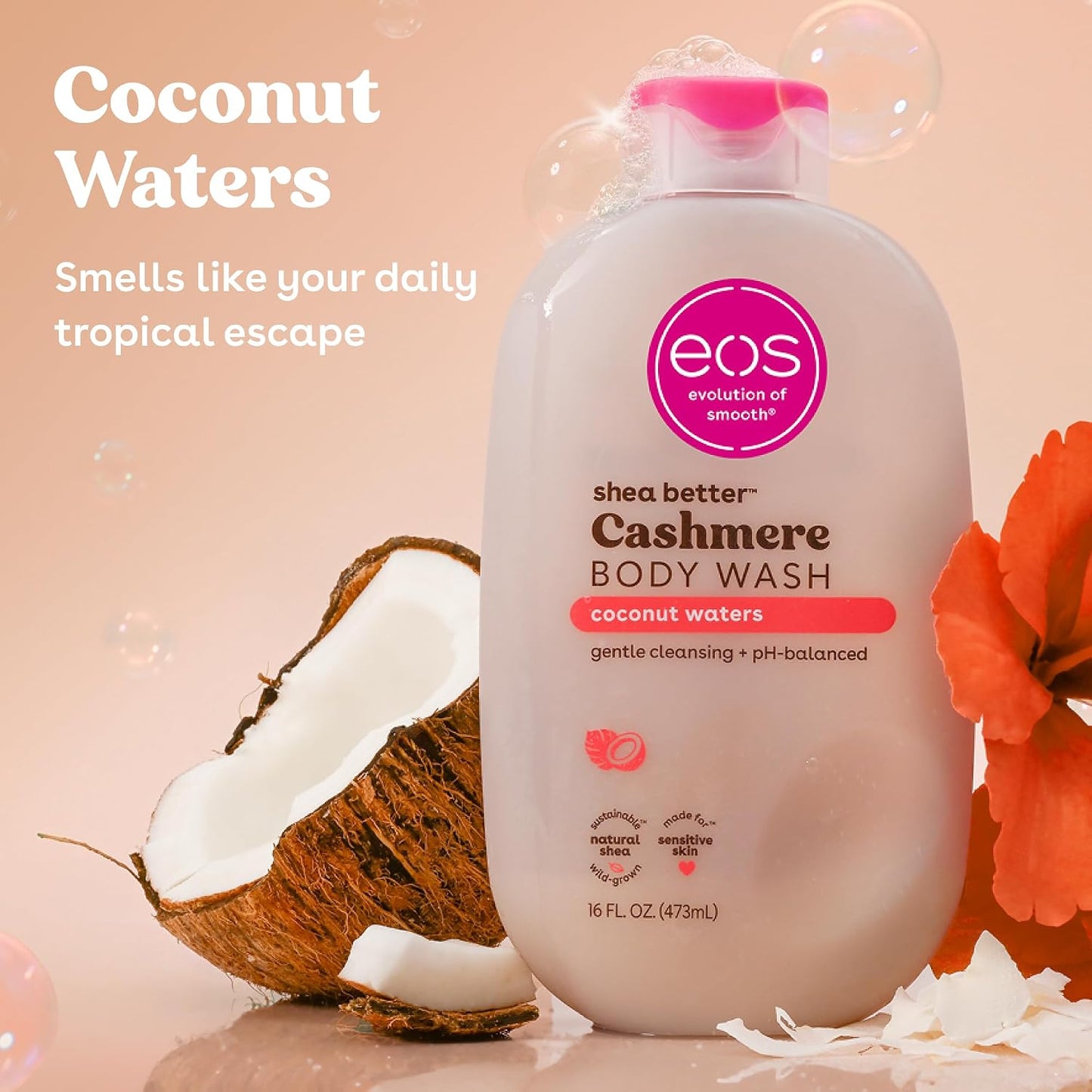 eos Cashmere Body Wash- Vanilla Cashmere, Creamy Gel with Shea Butter, 16 fl oz