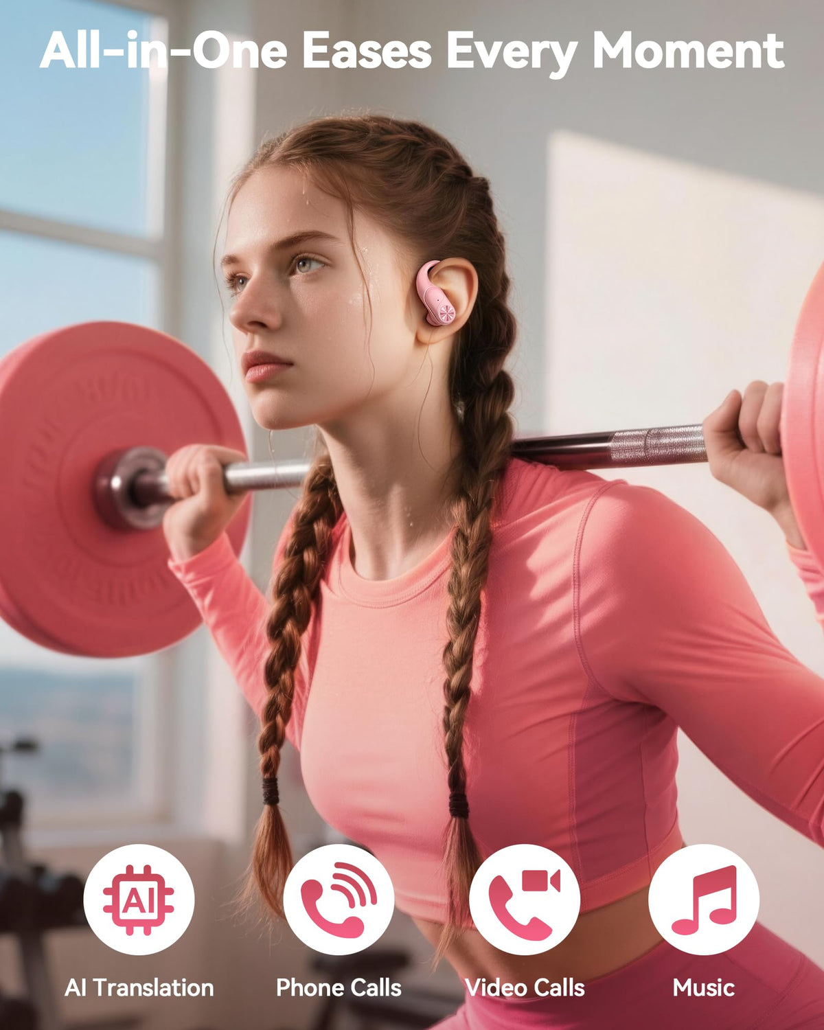 PocBuds Bluetooth Headphones Wireless Earbuds 80hrs Playtime Wireless Charging Case Digital Display Sports Ear Buds with Earhook Deep Bass IPX7 Waterproof Over-Ear Earphones for TV Phone Laptop Olive