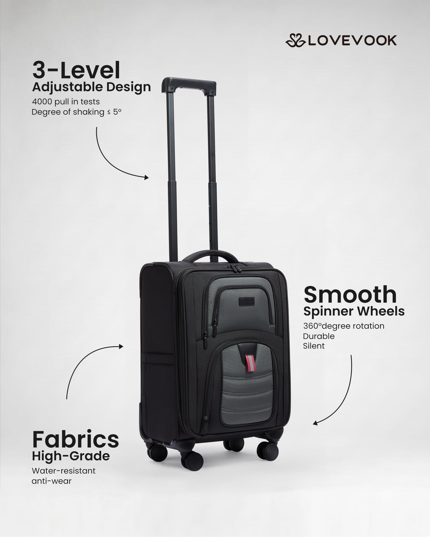 LOVEVOOK Carry On Luggage 22x14x9 - Airline Approved Spinner Suitcase