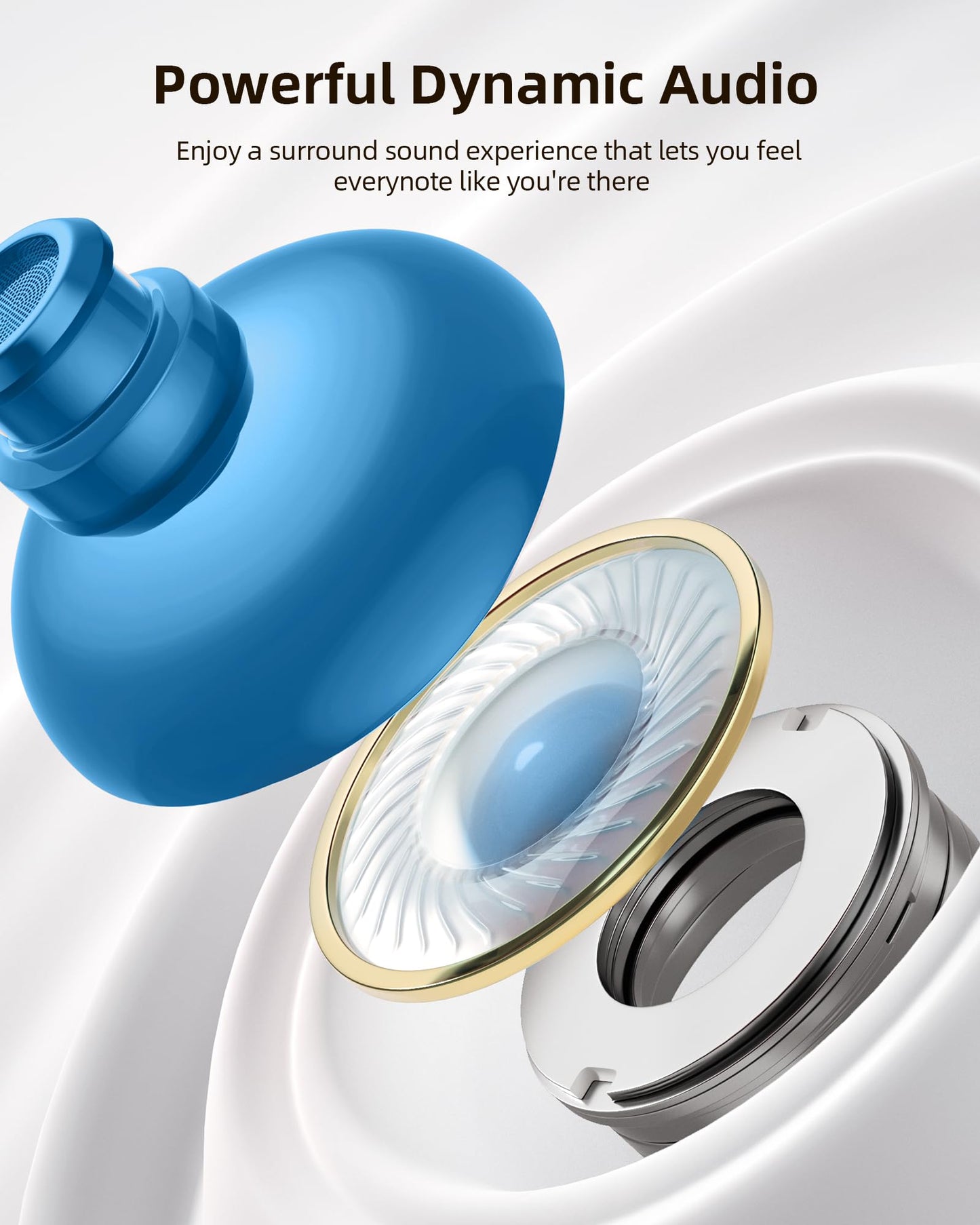 PocBuds Bluetooth Headphones Wireless Earbuds 80hrs Playtime Wireless Charging Case Digital Display Sports Ear Buds with Earhook Deep Bass IPX7 Waterproof Over-Ear Earphones for TV Phone Laptop Olive