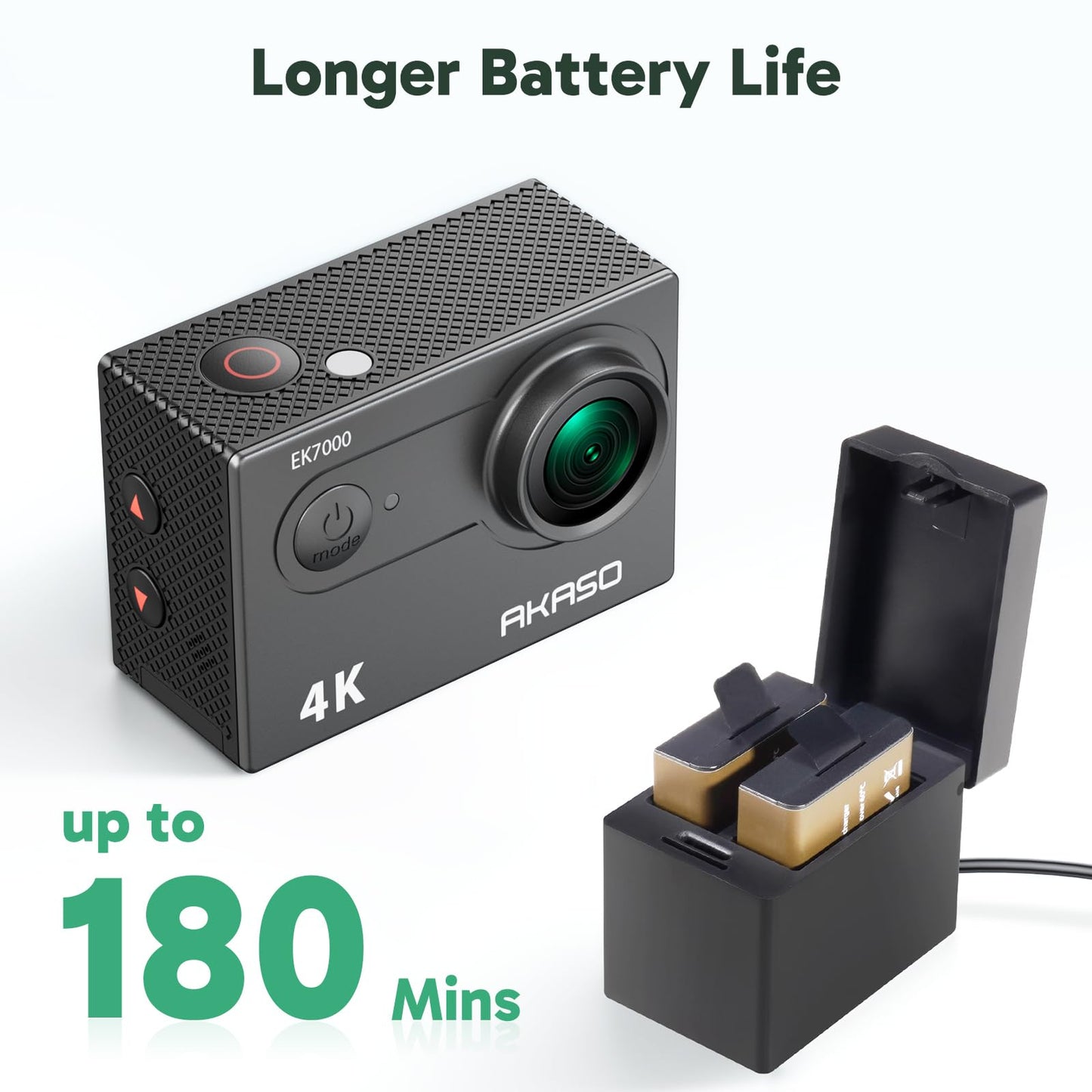 AKASO EK7000 4K30FPS 20MP WiFi Action Camera with EIS Ultra HD 131FT Waterproof Underwater Camera Remote Control 4X Zoom Support External Microphone Blue