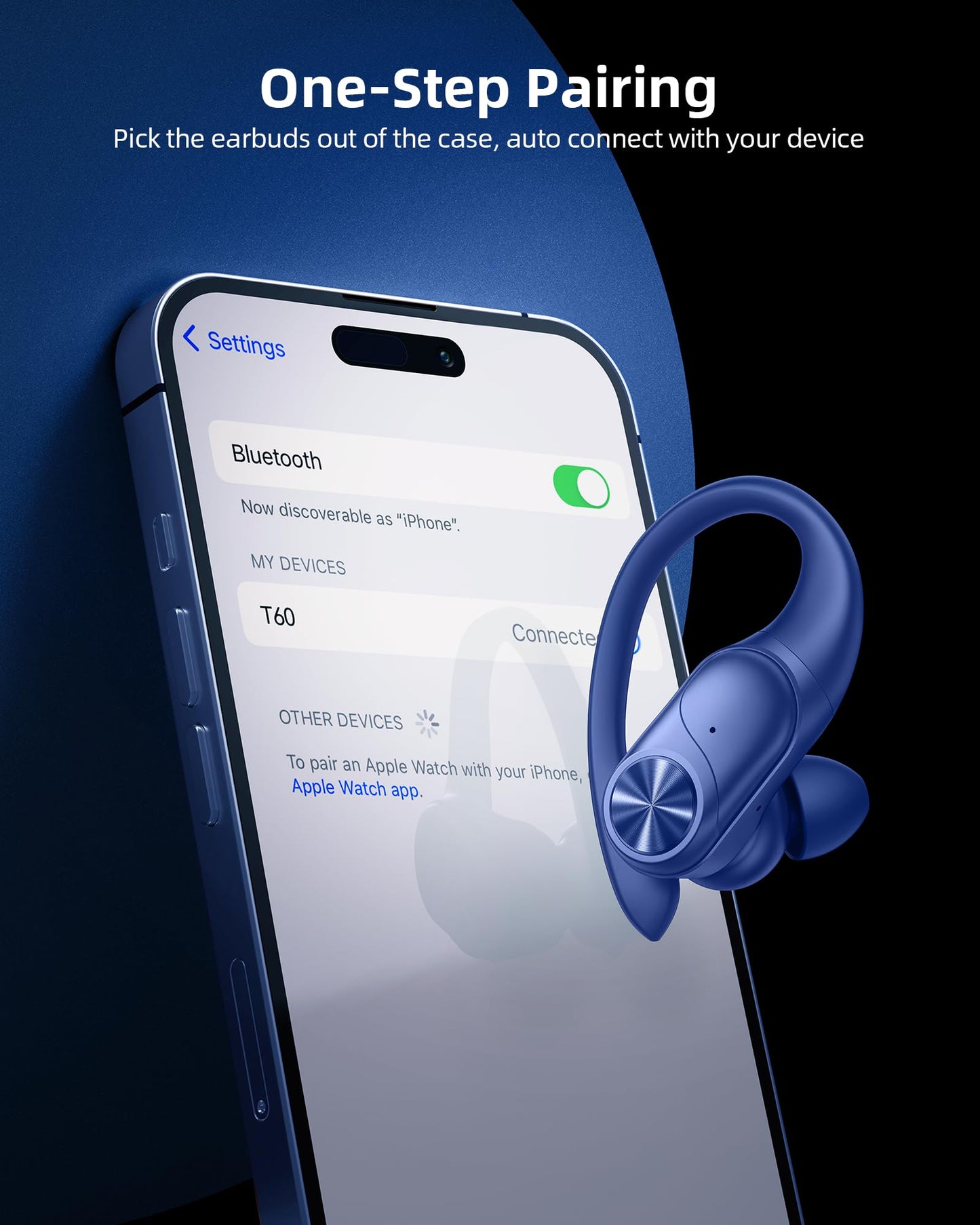 PocBuds Bluetooth Headphones Wireless Earbuds 80hrs Playtime Wireless Charging Case Digital Display Sports Ear Buds with Earhook Deep Bass IPX7 Waterproof Over-Ear Earphones for TV Phone Laptop Olive