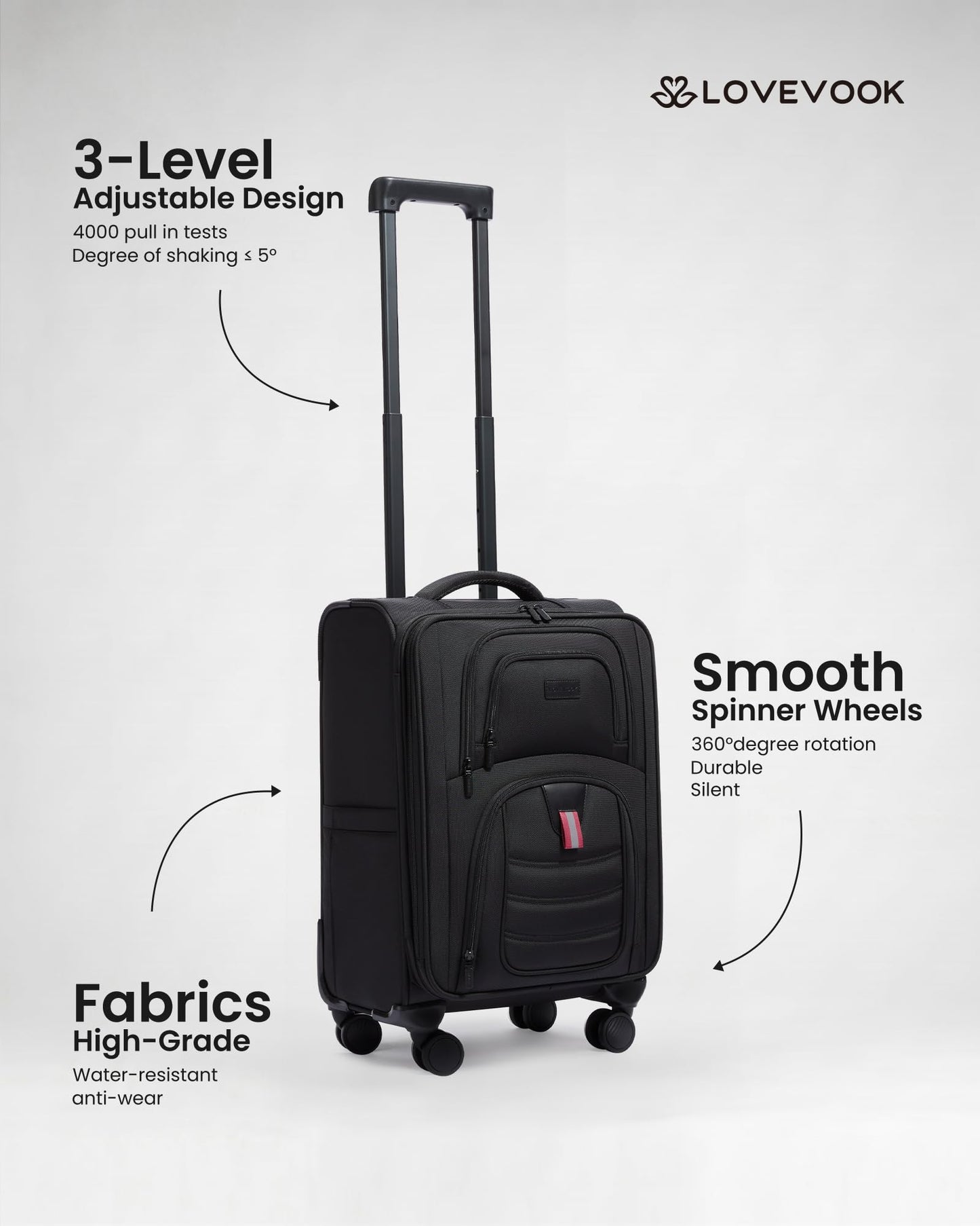 LOVEVOOK Carry On Luggage 22x14x9 - Airline Approved Spinner Suitcase