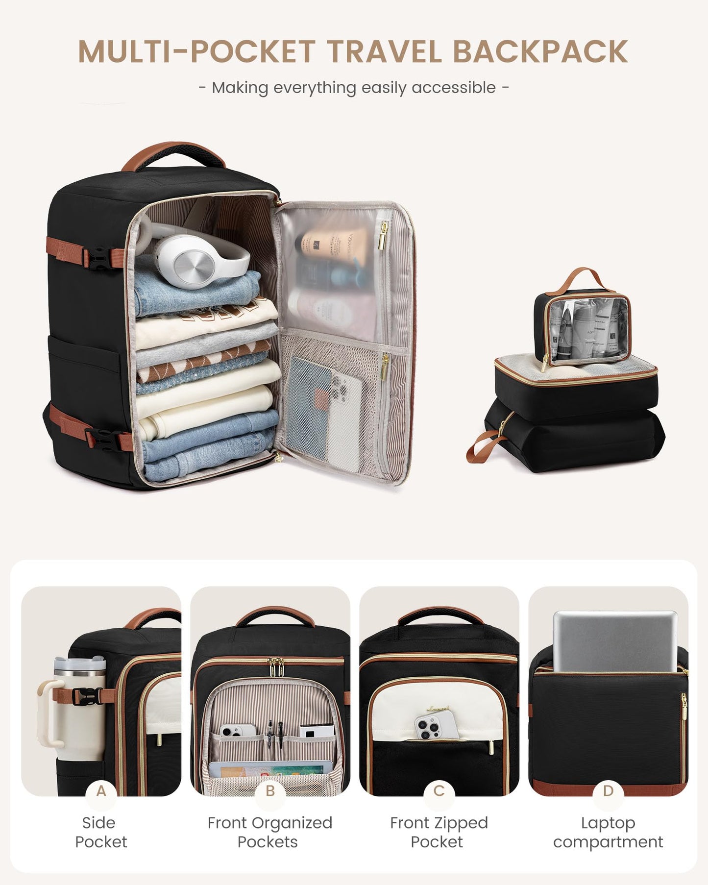 LOVEVOOK Travel Backpack Carry on Flight Approved for Women/Men