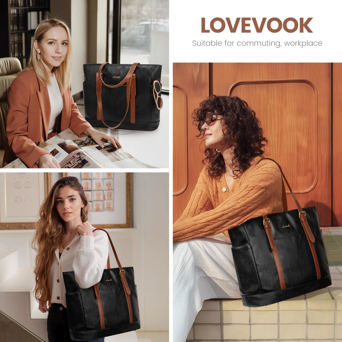 LOVEVOOK Laptop Work Tote Bag for Women,Teacher Computer Briefcase Business Shoulder Bag for Office Travel Gift