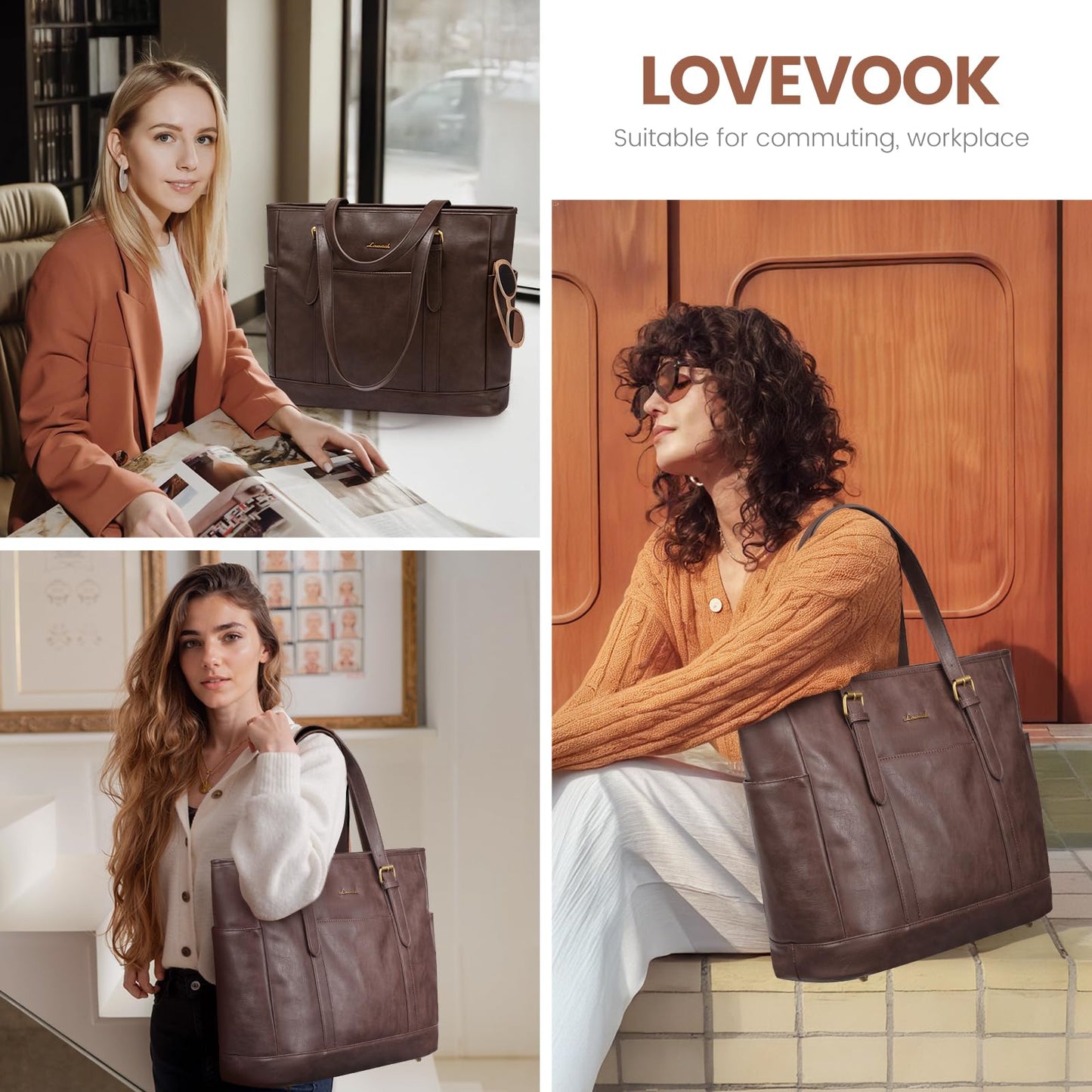 LOVEVOOK Laptop Work Tote Bag for Women,Teacher Computer Briefcase Business Shoulder Bag for Office Travel Gift