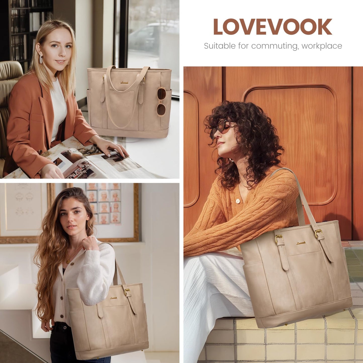 LOVEVOOK Laptop Work Tote Bag for Women,Teacher Computer Briefcase Business Shoulder Bag for Office Travel Gift