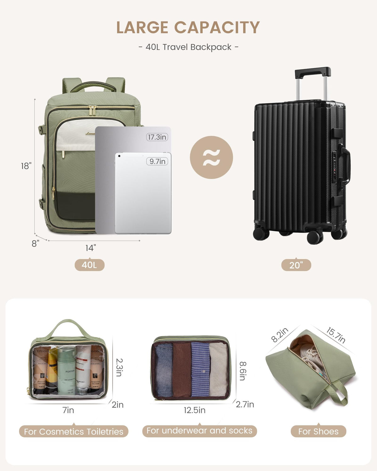 LOVEVOOK Travel Backpack Carry on Flight Approved for Women/Men