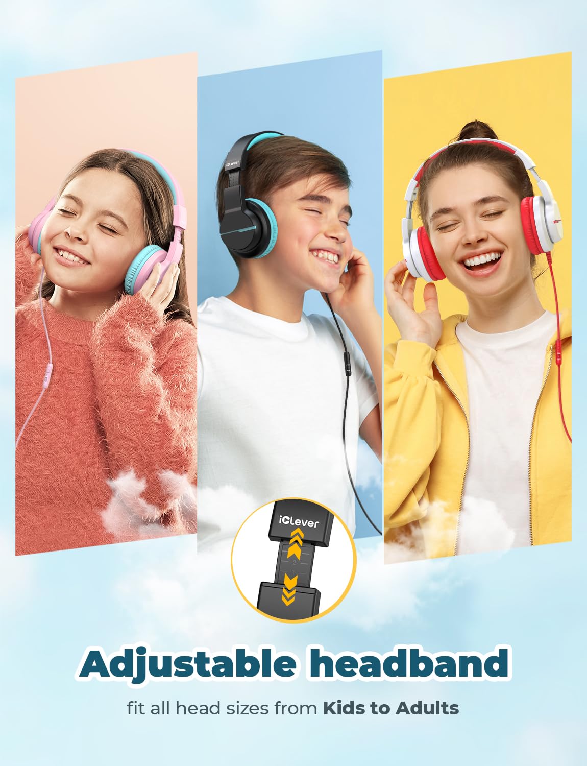 iClever HS19S Kids Headphones for School, Over-Ear for Toddler Boys Girls