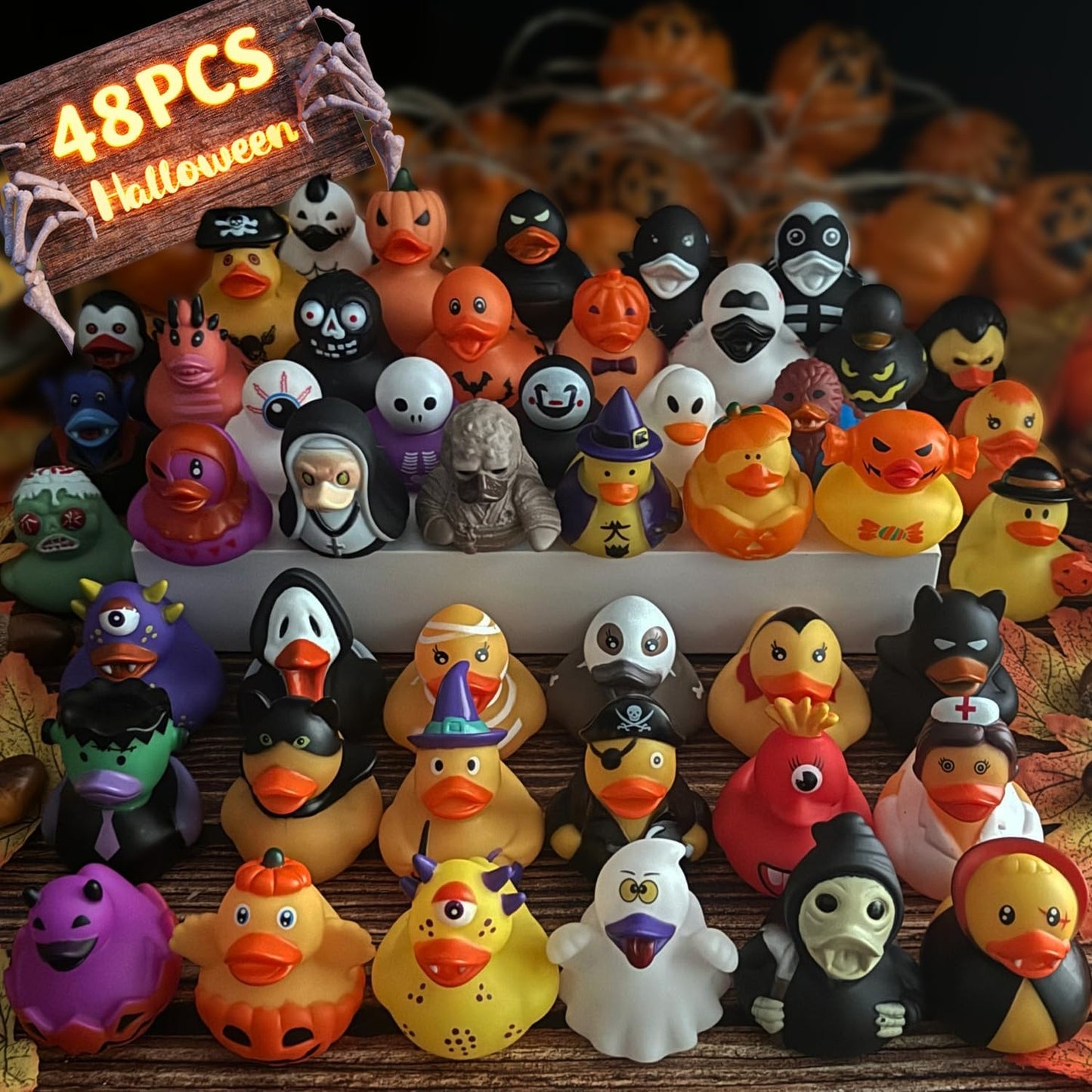 SQZUWIT 48 PCS Bulk Halloween Rubber Ducks Jeep Ducking Party Favors