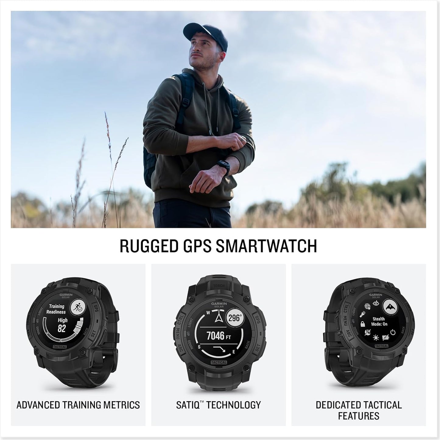Garmin Instinct® 3 Tactical, Solar, 50mm, Black