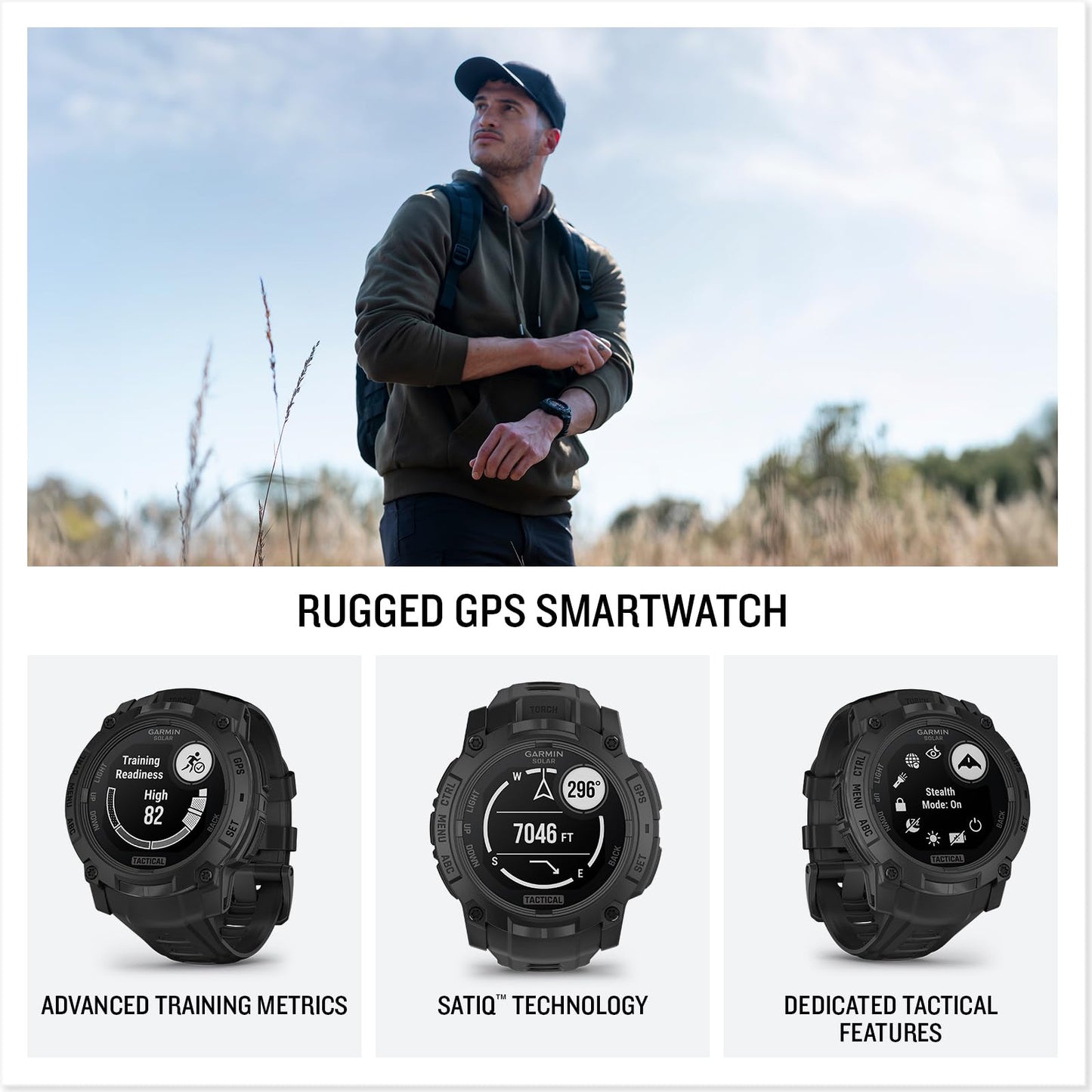 Garmin Instinct® 3 Tactical, Solar, 50mm, Black