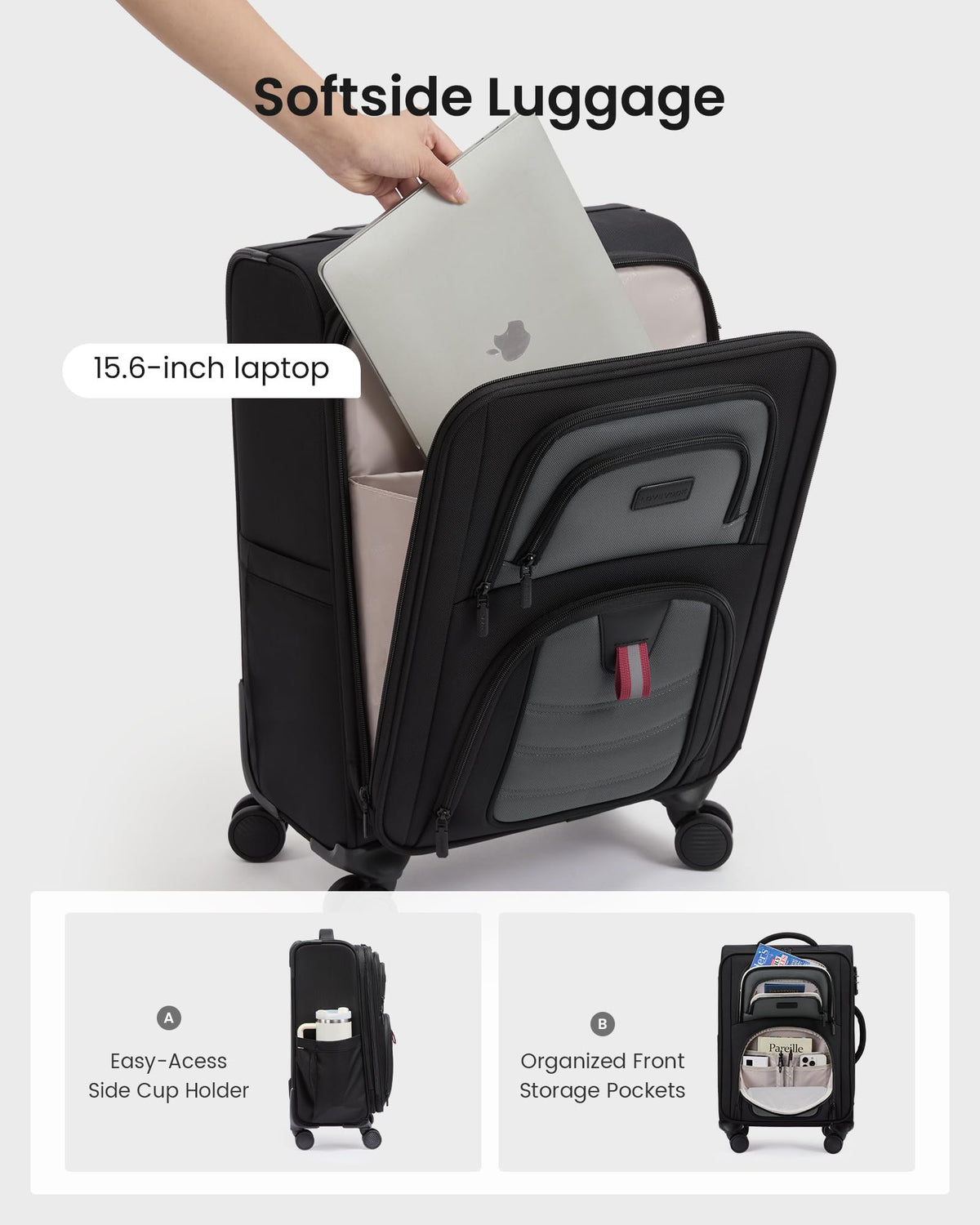 LOVEVOOK Carry On Luggage 22x14x9 - Airline Approved Spinner Suitcase
