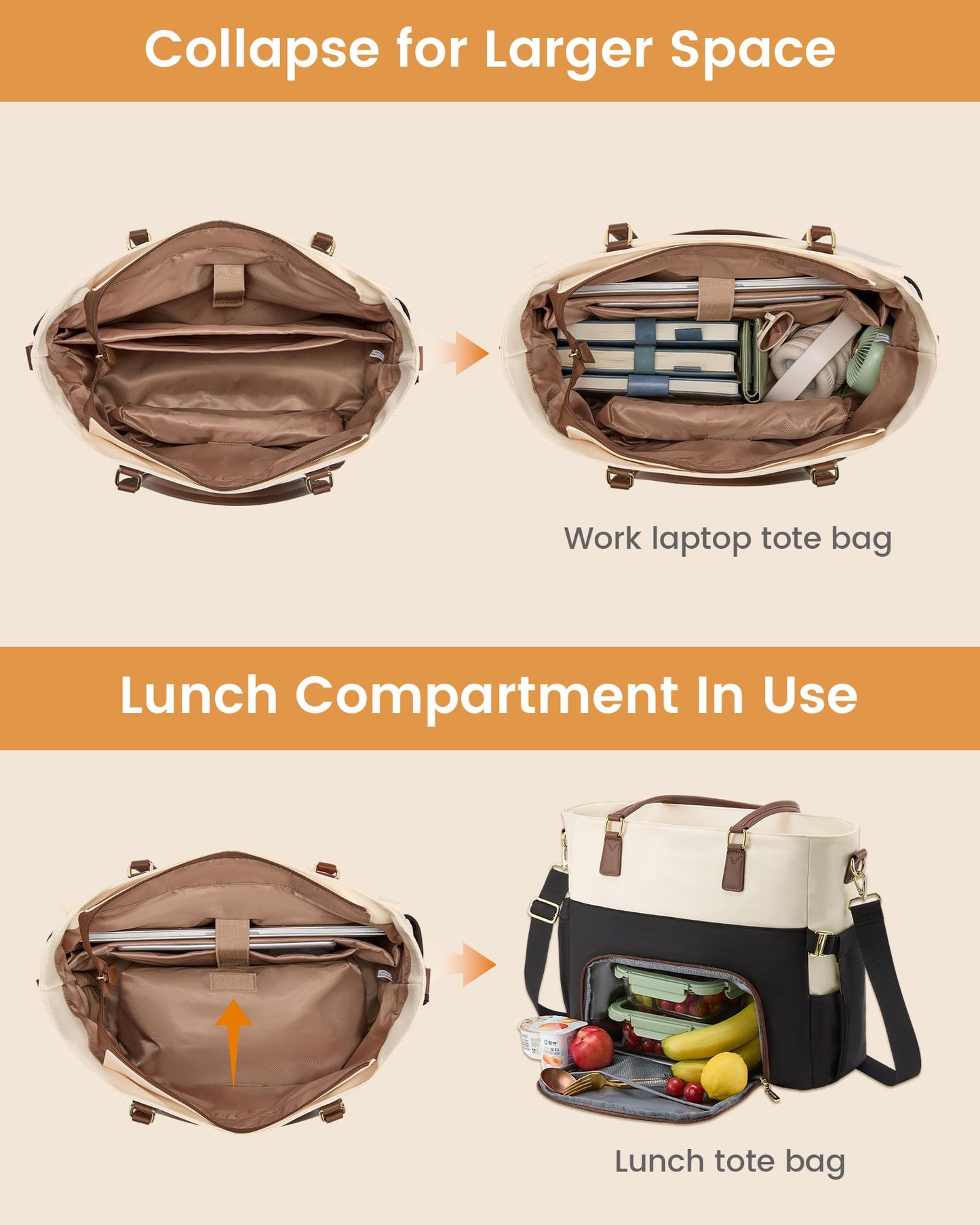 LOVEVOOK Lunch Tote Bag for Women, Work Laptop Bag with Lunch Compartment
