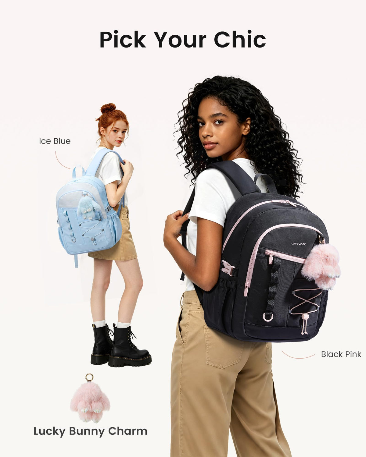 LOVEVOOK School Backpack for Girls，large Capacity 15.6 Laptop Backpack
