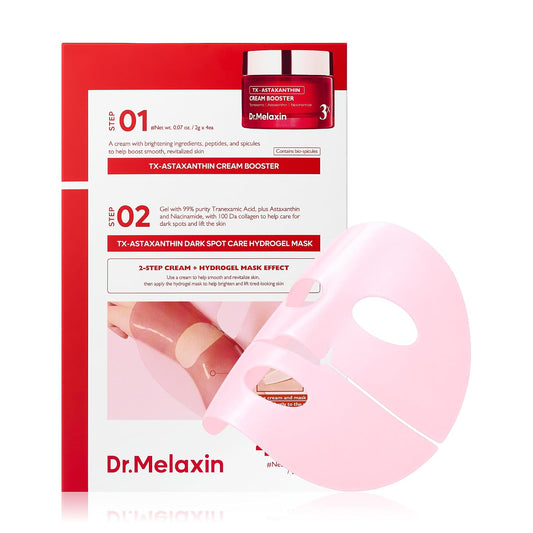 Dr.Melaxin TX Astaxanthin Melanin Recovery & Firming Hydrogel Mask (4 Sheets) – Dark Spot Correcting 2-Step Mask with Tranexamic Acid, Niacinamide, PDRN & Collagen for Elasticity