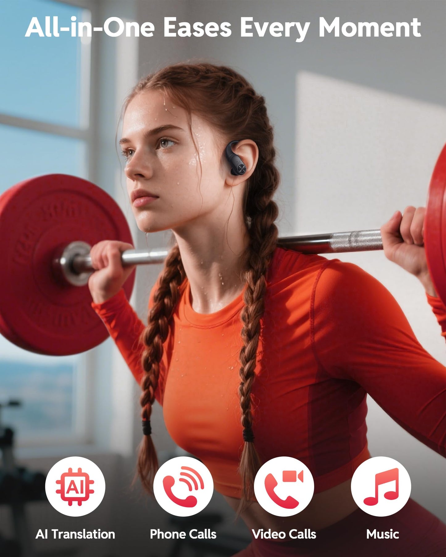 PocBuds Bluetooth Headphones Wireless Earbuds 80hrs Playtime Wireless Charging Case Digital Display Sports Ear Buds with Earhook Deep Bass IPX7 Waterproof Over-Ear Earphones for TV Phone Laptop Olive